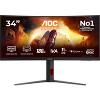 AOC AGON CU34G4CA 34" Ultrawide Quad HD Fast VA 180Hz 0.5ms Curved Gaming Monitor with Speakers