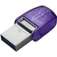 Kingston 256GB microDuo USB-C/A 3.2 Flash Drive - Dual Interface Purple 200MB/s Transfer Speed