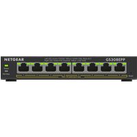 NETGEAR GS308EPP-100UKS 1000Mbps 8 Ports Gigabit Ethernet PoE+ Network Switch - 123W Power, Fanless Design