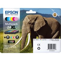 Epson Elephant 24XL 6-Colour Claria Photo Ink - Save on High Volume Printing, Ideal for Epson Printers
