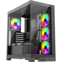 1st Player MIKU Mi8 Tempered Glass Mid Tower Gaming PC Case Black with 7x ARGB Fans