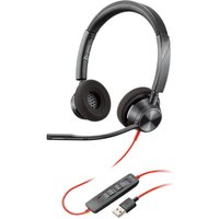 Poly Blackwire 3320 USB-A Wired Headset Accoustic Shock Protection - Black