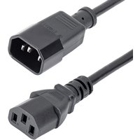 1m Black IEC C14 to C13 18AWG Power Cord, UL Listed, 125V 10A, PVC Jacket, Workstation Extension Cable Accessories
