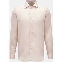Eddy Monetti Eddy Monetti - Herren - Leinenhemd Kent-Kragen weiß/beige gemustert