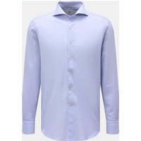 Gherardi Gherardi - Herren - Seersucker-Hemd Haifisch-Kragen rauchblau