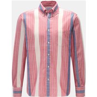 04651/ A trip in a bag 04651/ A trip in a bag - Herren - Casual-Hemd 'Madras Shirt' Button-Down-Kragen offwhite/rot/graublau gestreift