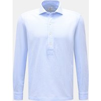 Giampaolo Giampaolo - Herren - Seersucker Popover-Hemd Haifisch-Kragen hellblau/weiß gestreift