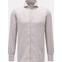 Giampaolo Giampaolo - Herren - Casual Hemd Haifisch-Kragen graubraun/weiß gestreift