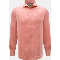 BRUNELLO CUCINELLI Brunello Cucinelli - Herren - Leinenhemd Haifisch-Kragen hellrot meliert