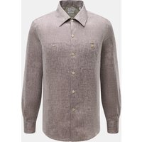 BRUNELLO CUCINELLI Brunello Cucinelli - Herren - Leinenhemd Haifisch-Kragen dunkelbraun meliert