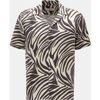 Orlebar Brown Orlebar Brown - Herren - Kurzarmhemd 'Maitan Golden Gun Zebra' Kubanischer Kragen schwarz/creme gemustert