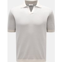 Agnona Agnona - Herren - Kurzarm-Strickpolo hellgrau/beige/hellblau gestreift