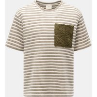 Ché Ché - Herren - Kurzarmpullover 'Mathias' creme/salbei/dark olive gestreift