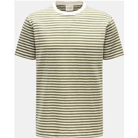 closed Closed - Herren - Rundhals-T-Shirt oliv/offwhite gestreift