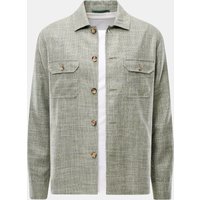 Stile Latino Stile Latino - Herren - Overshirt 'Gu Texas' dunkelgrün/offwhite meliert