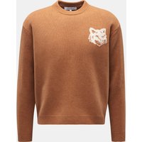 Maison Kitsuné Maison Kitsuné - Herren - Rundhalspullover 'Fox Head' camel