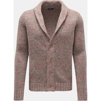04651/ A trip in a bag Herren - Cardigan 'Donegal' graubraun/hellrot gemustert