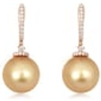 18K Red Gold Golden South Sea Cultured Pearl Earrings