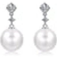Basic' 18K White Gold Akoya Pearl Diamond Earrings