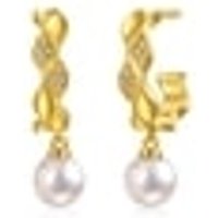 999 Gold Pearl Diamond Earrings