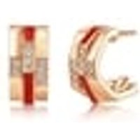 'M' 18K Rose Gold Diamond Earrings