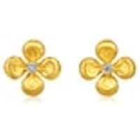 999 Gold Diamond Four-Leaf Clover Earrings