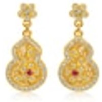 999 Gold Diamond And Ruby Earrings