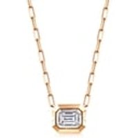 'M' 18K White & Red Gold Diamond Necklace