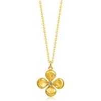 999 Gold Diamond Four-Leaf Clover Necklace