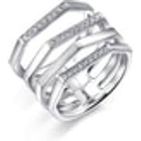 'M' 18K White Gold Diamond Ring