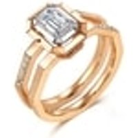 'M' 18K White & Red Gold Diamond Ring