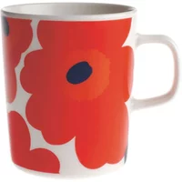 Marimekko Marimekko - Oiva Unikko Becher mit Henkel, 250 ml, weiß / rot