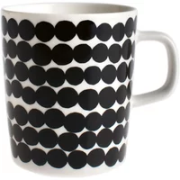 Marimekko Marimekko - Oiva Räsymatto Becher mit Henkel 250 ml, weiß / schwarz