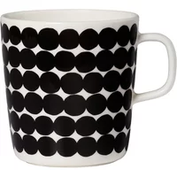 Marimekko Marimekko - Oiva Räsymatto Becher mit Henkel 400 ml, weiß / schwarz