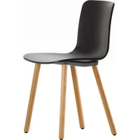 Vitra Vitra - Hal RE Wood Stuhl, basic dark / Eiche natur, Kunststoffgleiter basic dark (Teppichboden)