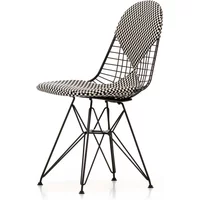 Vitra Vitra - Wire Chair DKR-2 Bikini, Untergestell basic dark, Stoff Checker schwarz/weiß, Filzgleiter (basic dark)