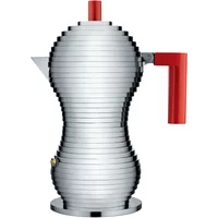 Alessi Alessi - Pulcina Espressokocher, 30 cl, induktionsgeeignet, silber / rot