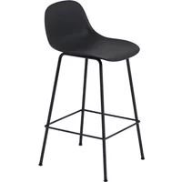 Muuto Muuto - Fiber Barhocker Tube Base mit Rückenlehne H 65 cm, schwarz