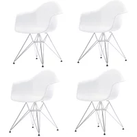 Vitra Vitra - Aktionsset Eames Plastic Armchair DAR, verchromt / weiß (Filzgleiter basic dark) (4er-Set)