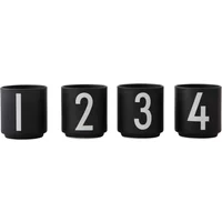 Design Letters Design Letters - Porzellan Mini-Becher (4er-Set), schwarz