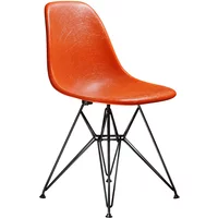 Vitra Vitra - Eames Fiberglass Side Chair DSR, basic dark / Eames red orange (Filzgleiter basic dark)