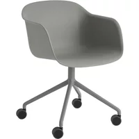 Muuto Muuto - Fiber Armchair Swivel mit Rollen, grau