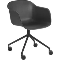 Muuto Muuto - Fiber Armchair Swivel mit Rollen, schwarz