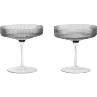 Ferm Living Ferm Living - Ripple Champagnerglas (2er-Set), smoked grey