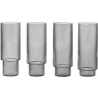 Ferm Living Ferm Living - Ripple Longdrink-Gläser, smoked grey (4er-Set)