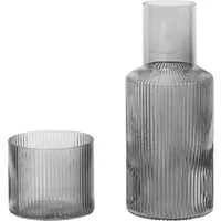 Ferm Living Ferm Living - Ripple Karaffen-Set, klein / smoked grey