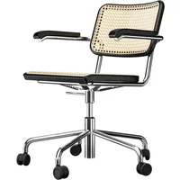 Thonet Thonet - S 64 VDR Drehsessel, Chrom / Buche schwarz gebeizt (TP 29) / Rohrgeflecht mit Kunststoffstützgewebe