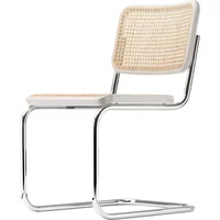 Thonet Thonet - S 32 V Stuhl, Chrom / Buche weiß lasiert (TP 200) / Rohrgeflecht mit Kunststoffstützgewebe