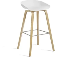 Hay HAY - About A Stool AAS 32 H 75 cm, Eiche lackiert / Edelstahl / white 2.0 (Kunststoffgleiter)