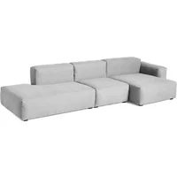 Hay HAY - Mags Soft Sofa 3-Sitzer, Kombination 4 / Armlehne niedrig rechts, hellgrau (Linara 443) / Nähte: hellgrau